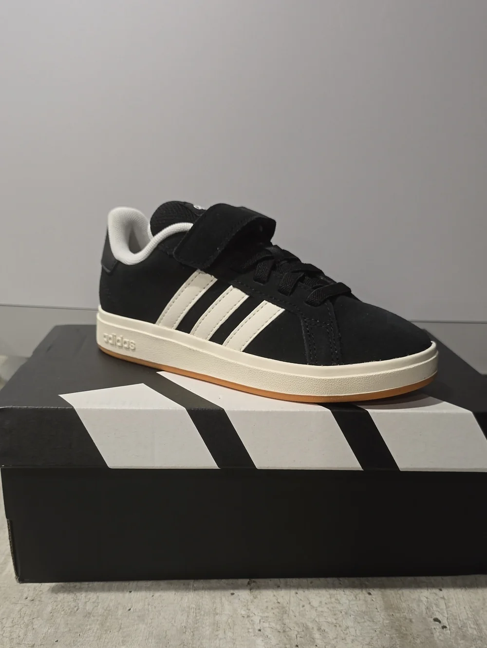 adidas Kids Black and White Low-Top Skate Sneaker